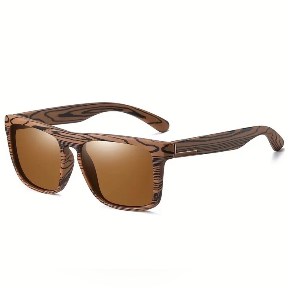 Wood Grain Sunglasses with Brown Lenses and Case NWOT - Picture 1 of 3